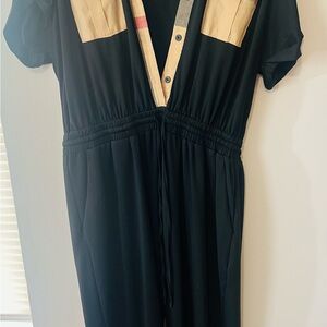 Black Jumpsuit with Beige Accents